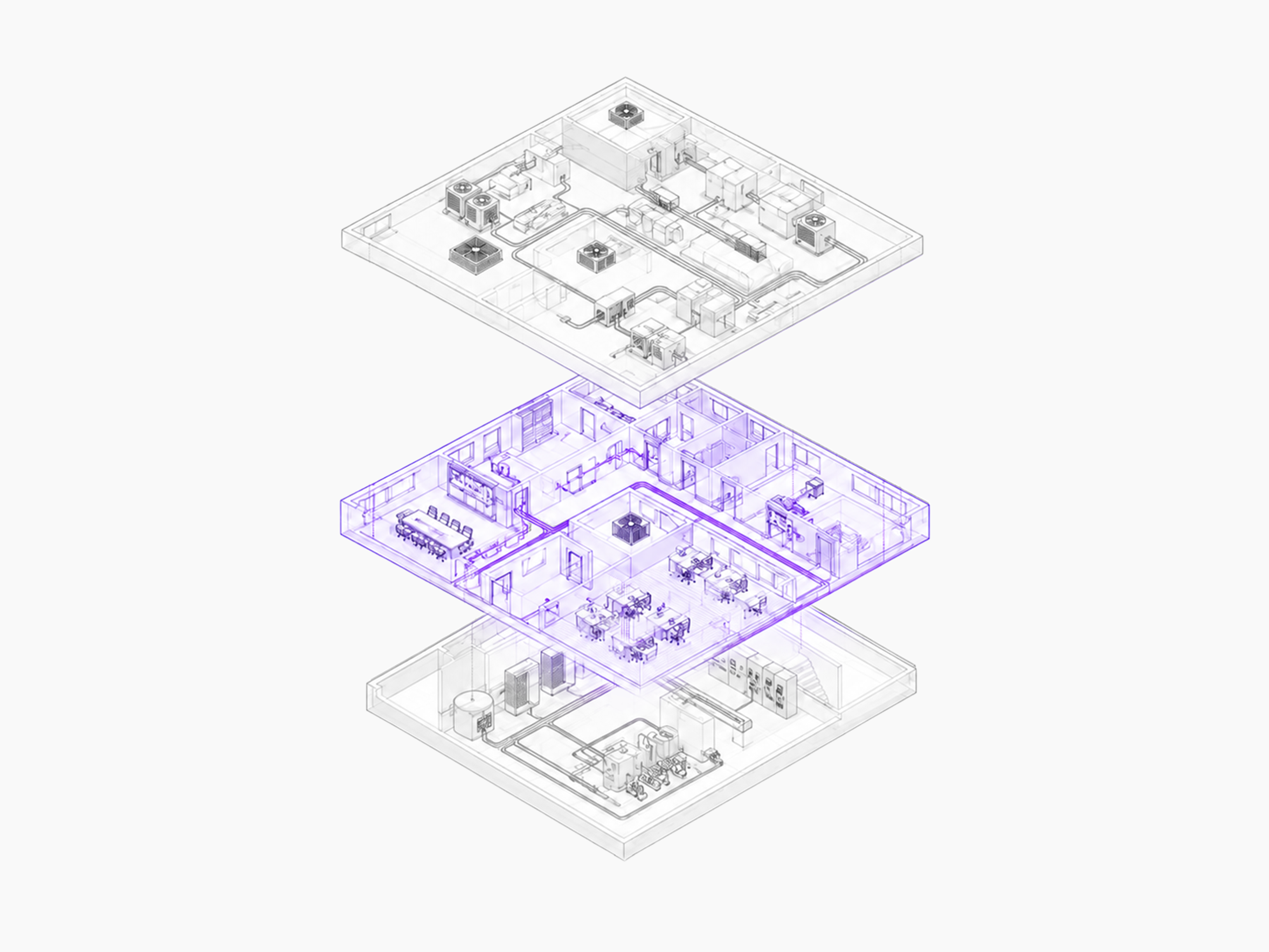 Real-time simulation — facility model with the middle layer highlighted