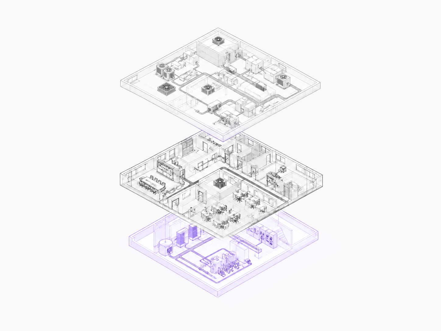 Predictive analysis — facility model with the bottom layer highlighted